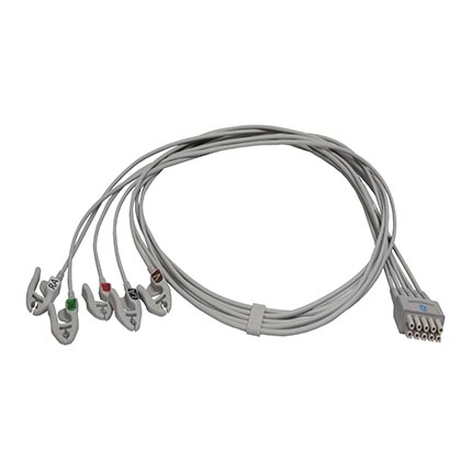 ECG Leadwire set, 5-lead, grouped, grabber, AHA, 130 cm/51 in, 1/pack