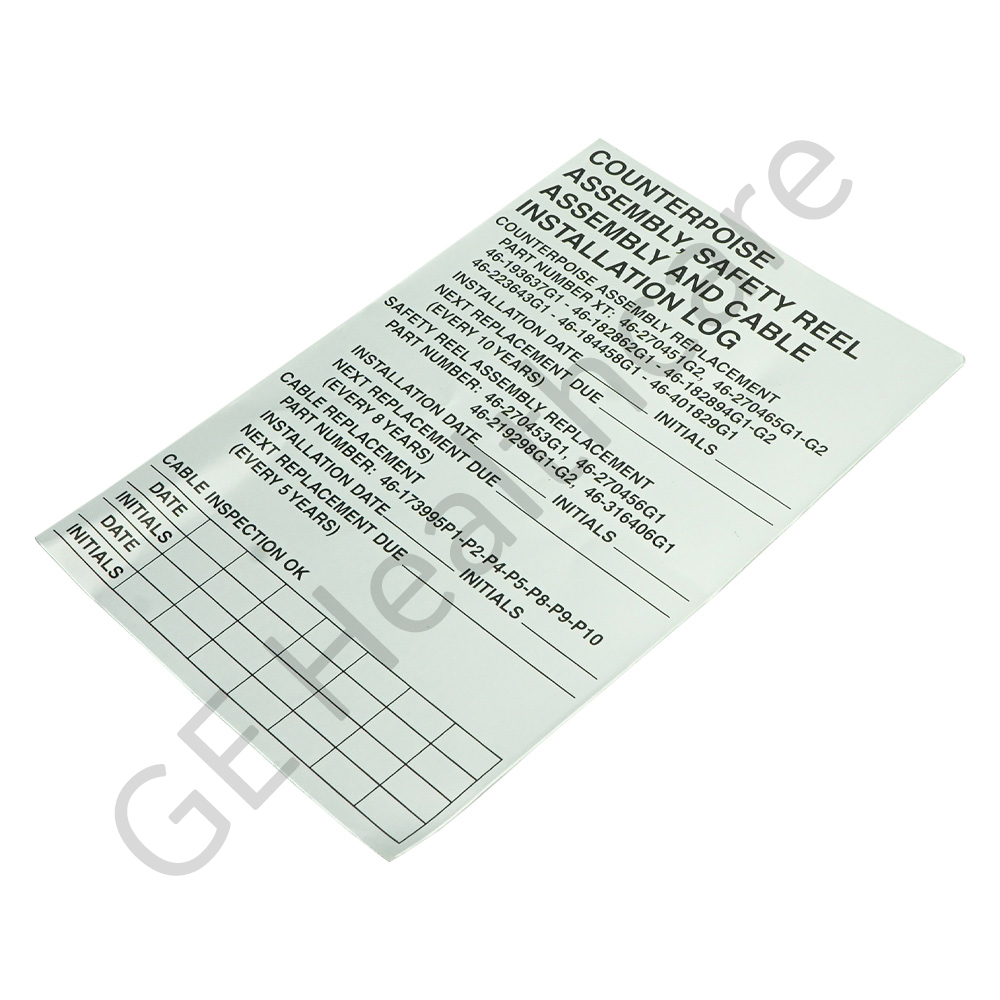 Counterpoise Safety Reel Cable Log Label Counterpoise Safety Reel Cable Log Label